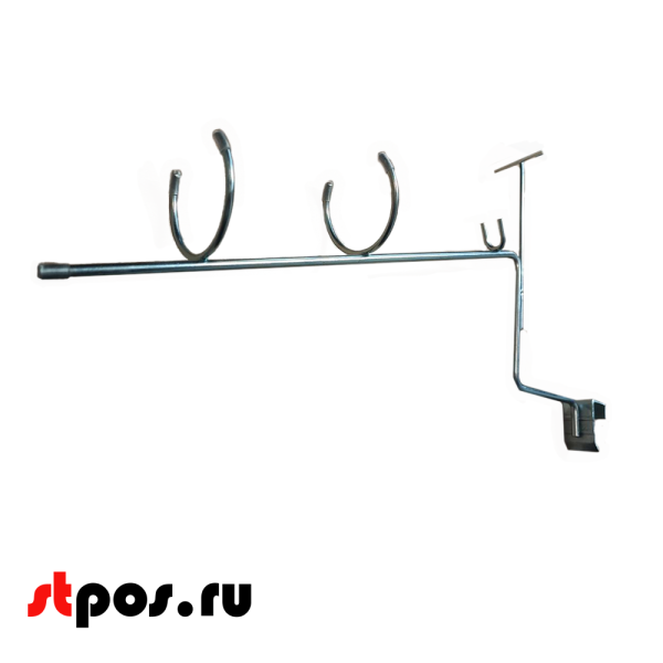 00_Держатель для плоек с ценникодержателем, крепление с зажимом на штангу 30х15 мм, Цинк