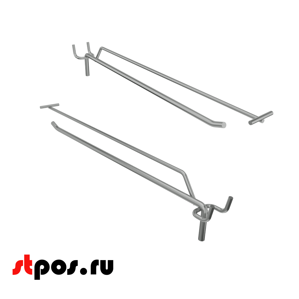 00_Крючок для перфорации одинарный с ценникодержателем 300мм, d6мм, хром, шаг 25