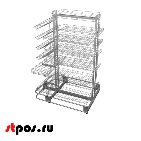 00_НАБОР Прикассовый сетчатый модуль 1000мм островной, RAL9006 Серый