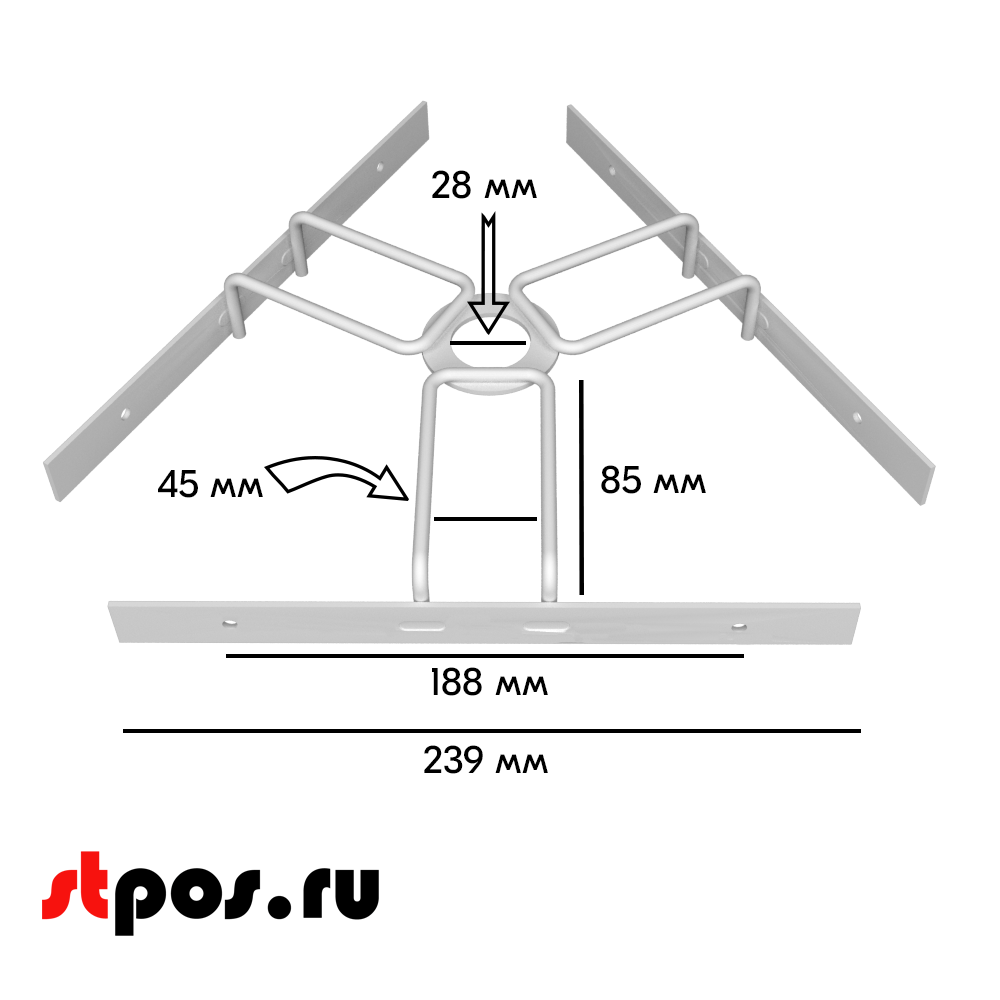 02_Треугольник 184х6 для крепления дисплеев, RAL9016, Белый