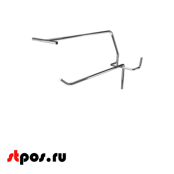 00_Крючок для перфорации одинарный с ценникодержателем 130 мм, хром, d5 d4, шаг 50