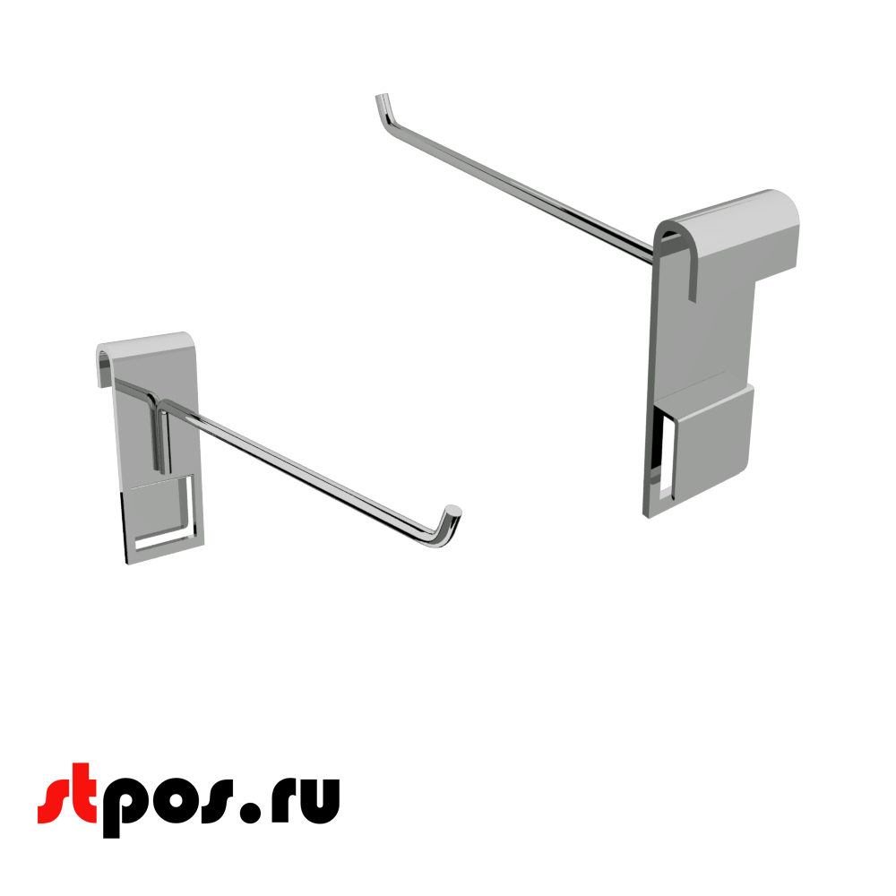 00_Крючок на решетку (сетку) 150мм, d6 мм, крепление пластина, хром