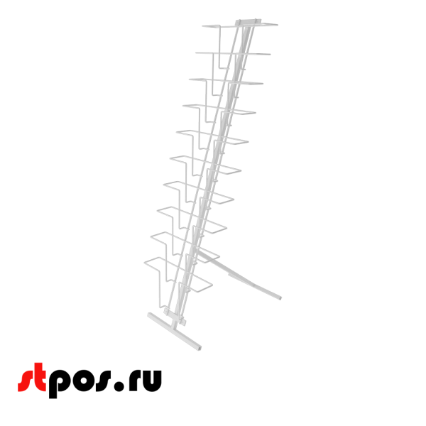 08_НАБОР Буклетница напольная с дисплеем 10 ячеек А4 горизонтальная, RAL9016, Белый