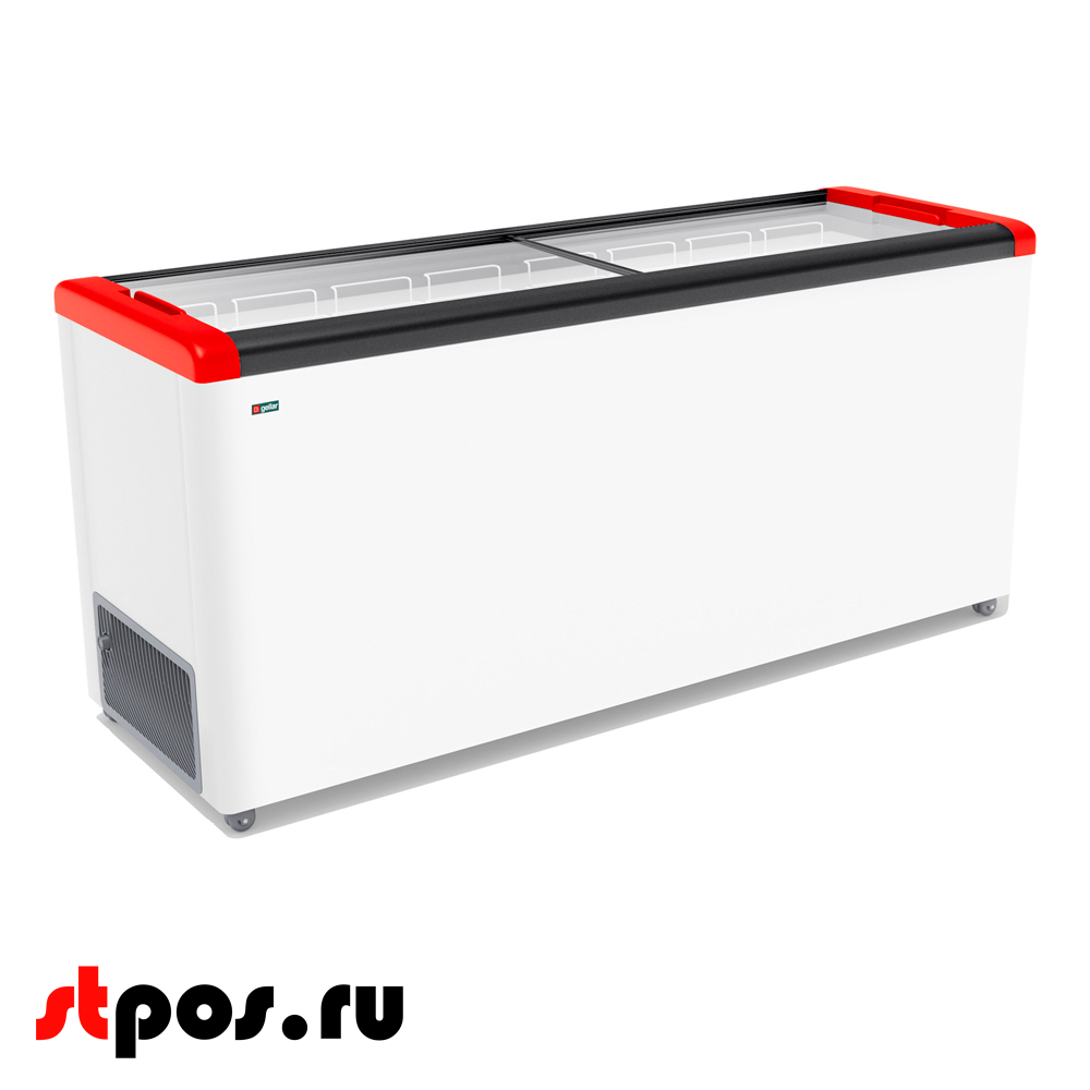 00_Морозильный ларь GELLAR FG 700 E 590 л, изогнутое стекло, Красный