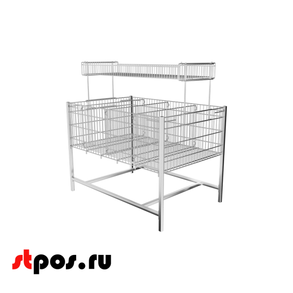 00_Корзина 1200х800х850 с надстройкой окрашенная в ХРОМ