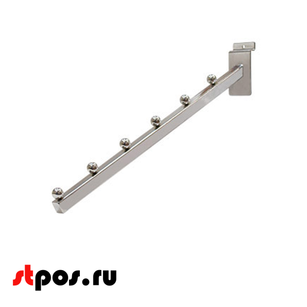 00_Кронштейн для экономпанели наклонный прямой, 400мм, 6 шаров, хром