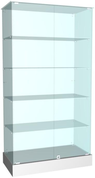 1_Прилавок металл белый с тумбой (без стекол), 2 полки, RAL 6029, Зеленый