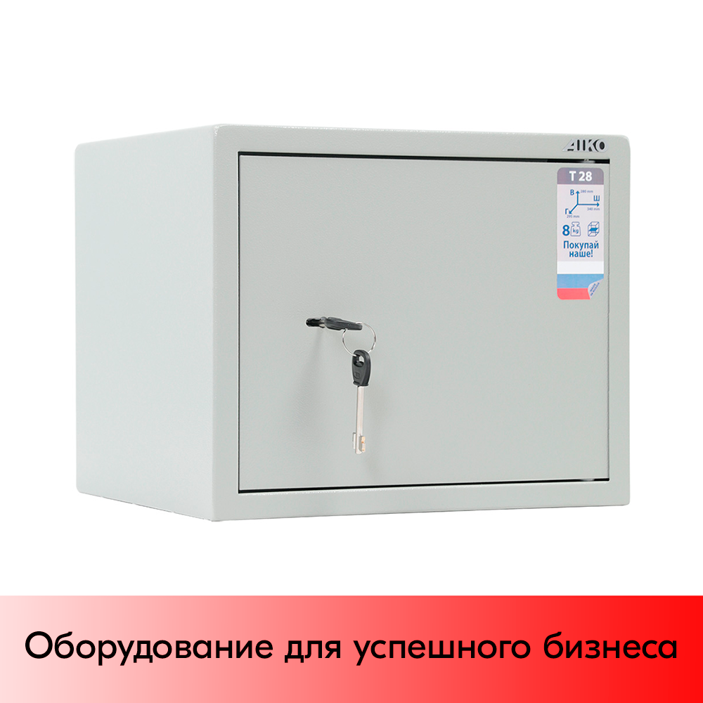 01_Сейф мебельный AIKO Т-28 280x340x295мм, ключевой замок, RAL 7038, Серый