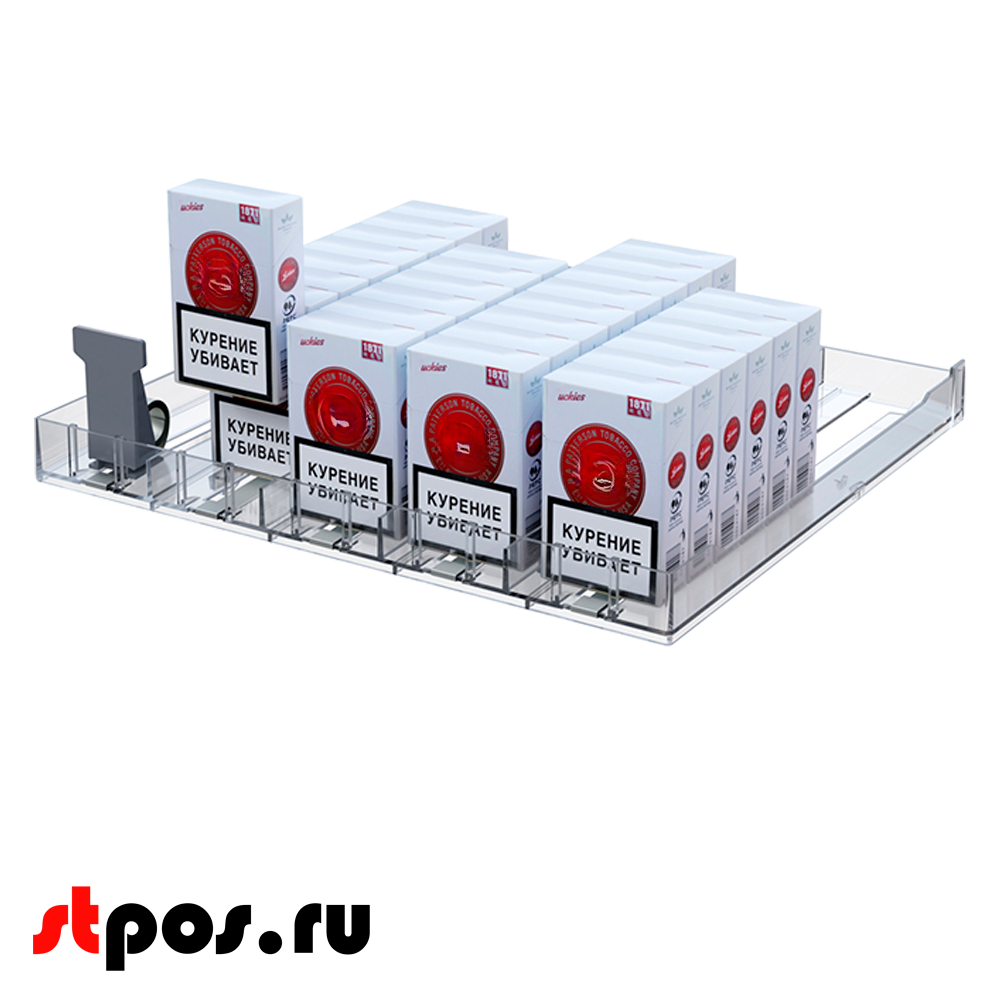 02_Пластиковый лоток для сигарет с интегрированным толкателем,пятисекционный,SIG-TRAY-SET,298х320х66мм