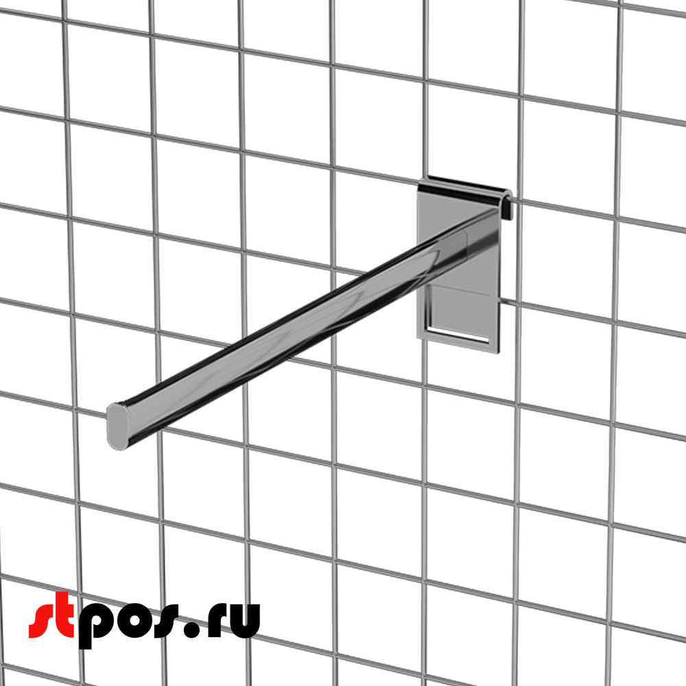 02_Кронштейн на сетку горизонтальный 300мм, хром