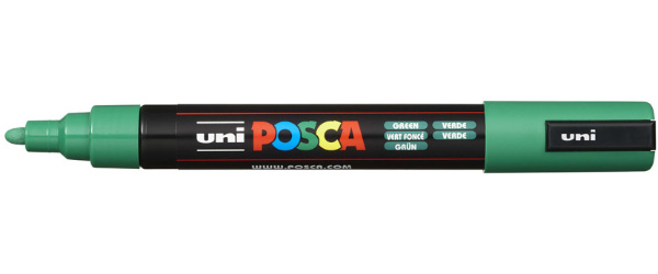 1_Маркер на водной основе POSCA PC-5M, зелёный (GREEN - 6), 1.8 - 2.5 мм