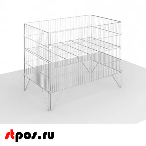 00_НАБОР корзина акционная 600х600 мм, h 780 мм с уголоками-фиксаторами, Цинк