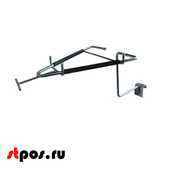 00_Держатель для утюгов с ценникодержателем, крепление с зажимом на штангу 30х15 мм, Цинк
