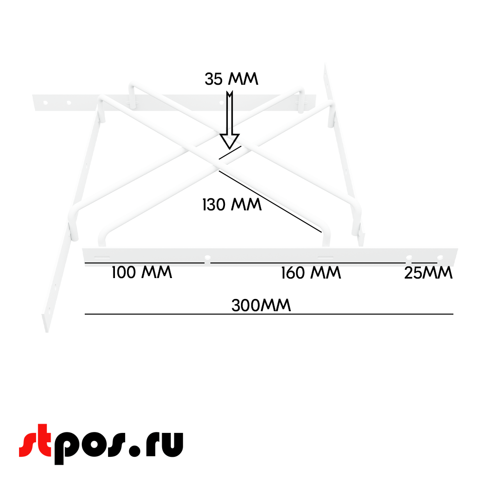 02_Квадрат 370 со смещением для крепления дисплеев разных форматов, RAL9016, Белый