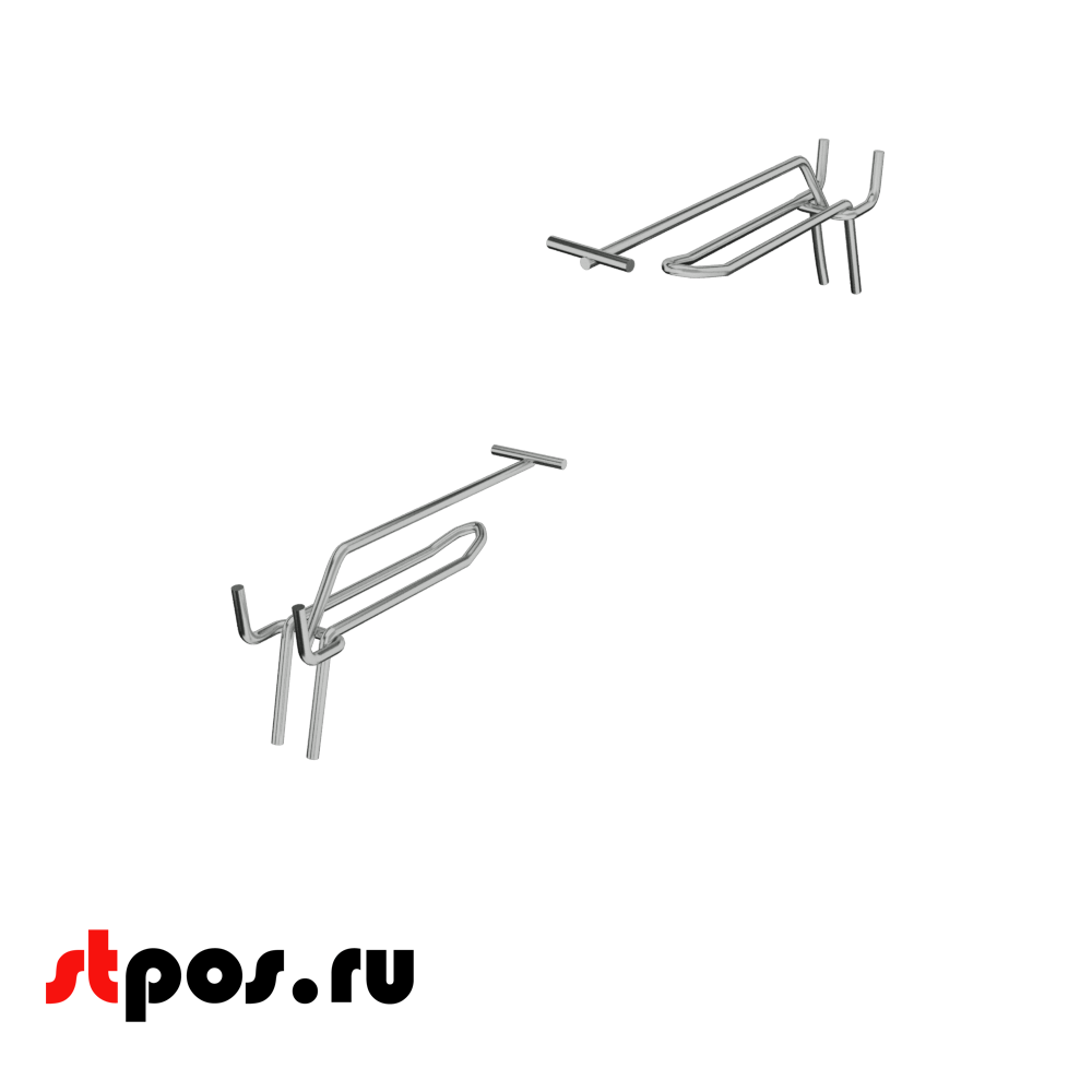 03_Крючок для перфорации двойной с ценникодержателем 150мм, шаг25мм, d4, хром