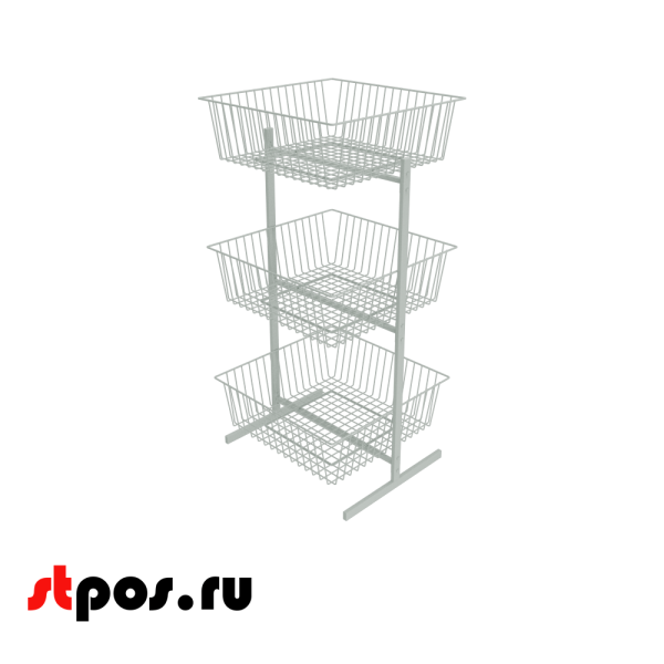 00_Стойка 3-х ярусная с корзинами 600х600х200мм, RAL9016, Белый