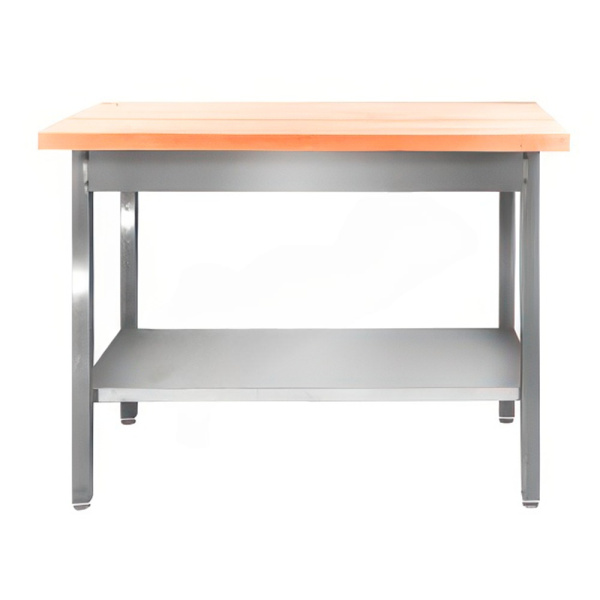 sk_Стол кондитерский СКП, 1200х800х870мм, столешница - массив дерева 30мм, каркас и полка - нерж.сталь