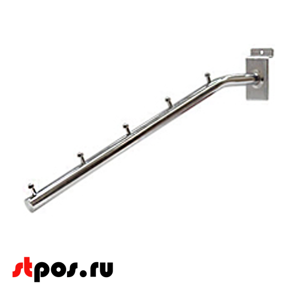 00_Кронштейн для экономпанели наклонный прямой 400мм, 5 штырей, хром (М)