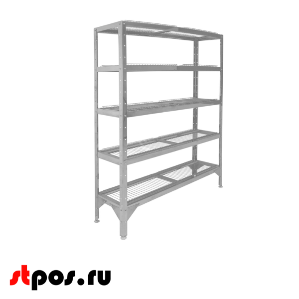 00_Стеллаж с полками решетчатыми для стаканов и инвентаря СР-1,8х12/5, оцинкованная сталь