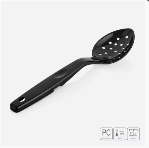 01_Ложка перфорированная 30 см (поликарбонат), Черная