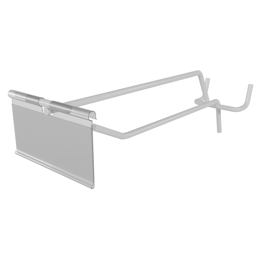 01_Крючок для перфорации одинарный с ценникодержателем 150мм, RAL9016 Белый, d4/d4, шаг 45