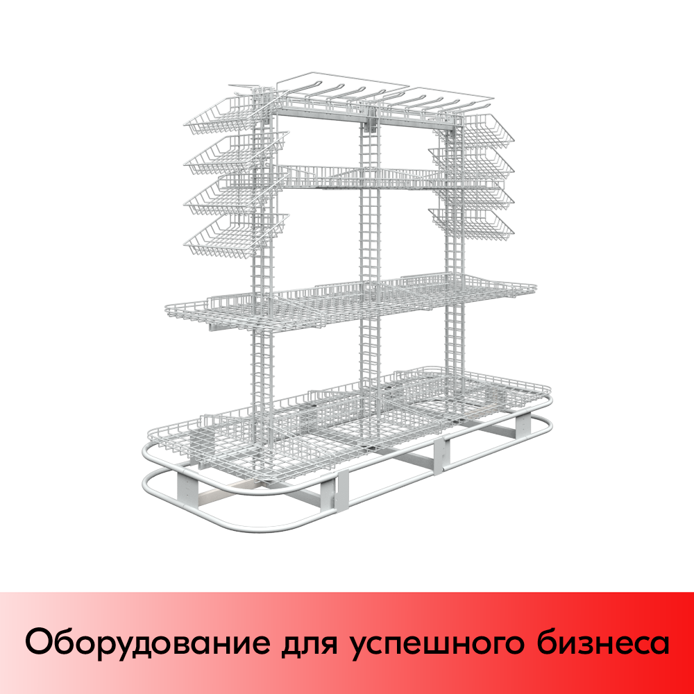 01_Прикассовый сетчатый модуль 600+600мм островной, RAL9016 Транспортный белый