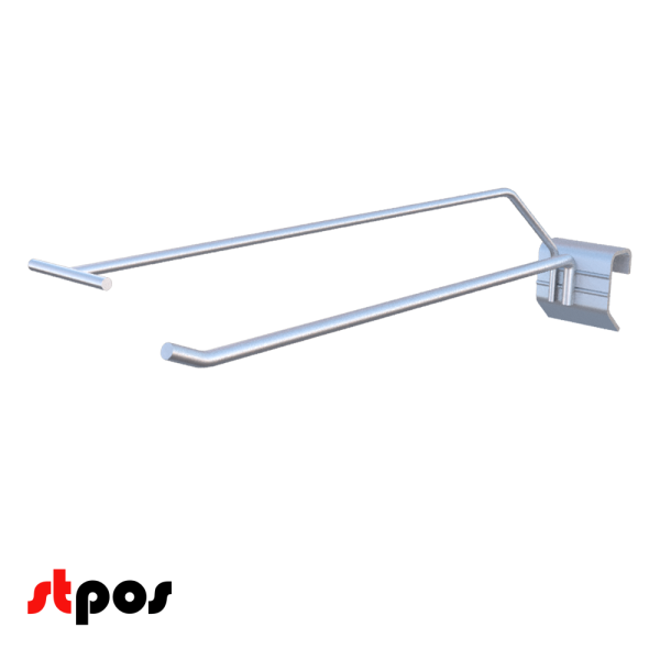 00_Крючок для штанги 40х20 (профиль) одинарный с ценникодержателем 300мм, покрытие цинк-хром, d6 d4