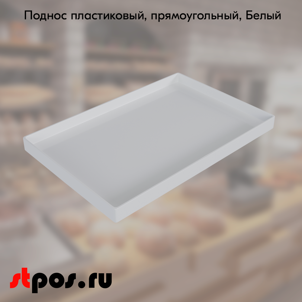 00_Поднос пластиковый, прямоугольный, 300х200х18, Белый