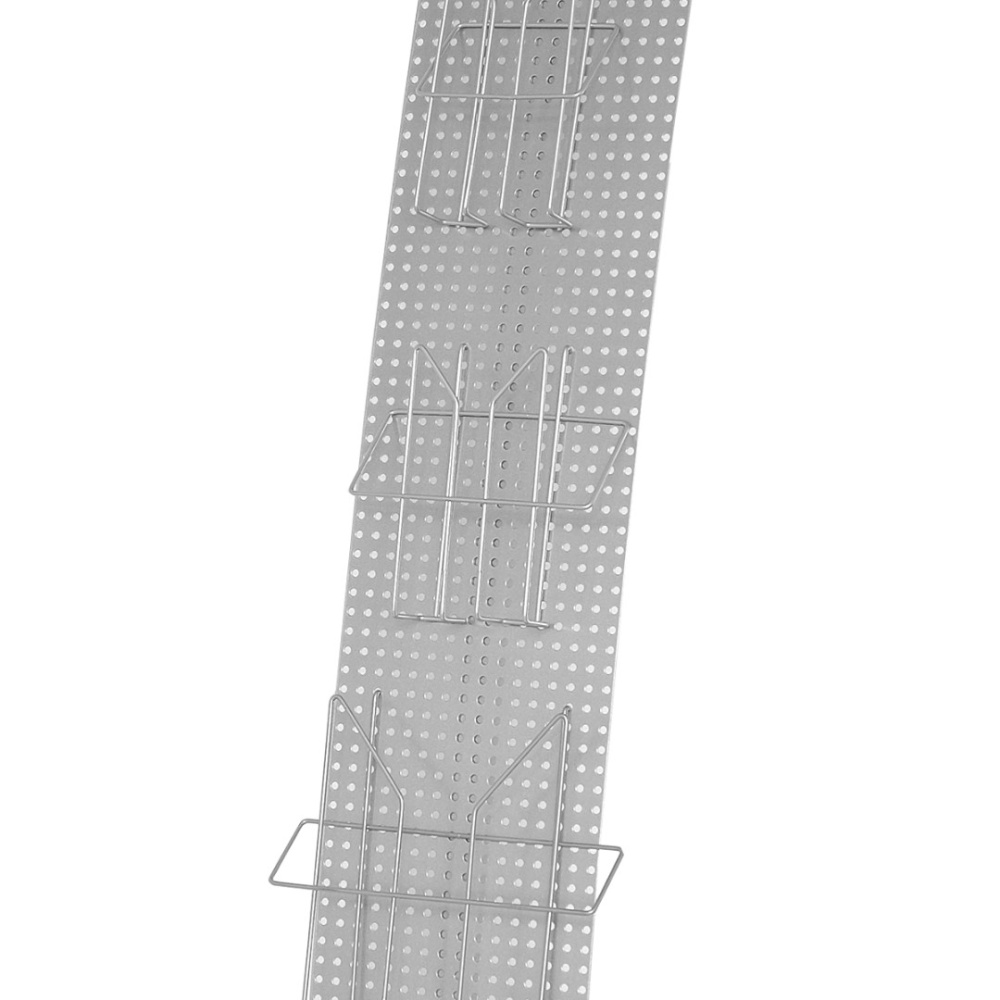 02_Буклетница Парус высота 1590 мм, ширина 200 мм, глубина 365 мм, серебристый металлик