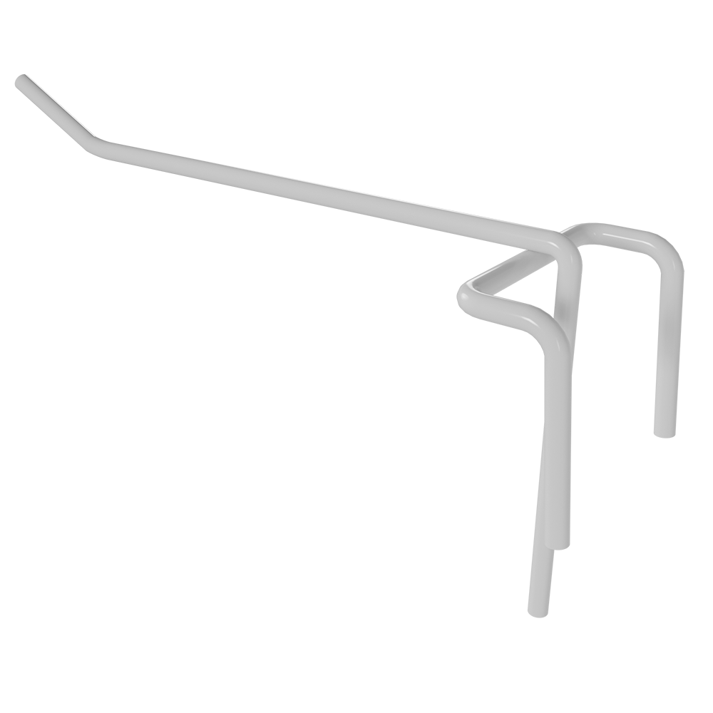 02_Крючок на сетку (решетку) одинарный 100мм, RAL9016 Белый, d4, шаг 50
