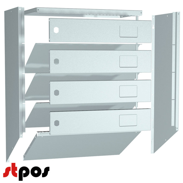 01_Почтовый ящик Практик PB-4 (NEW) в разобранном виде без замков, высота 433-545 мм, ширина 390 мм, глубина 203 мм, цвет серый