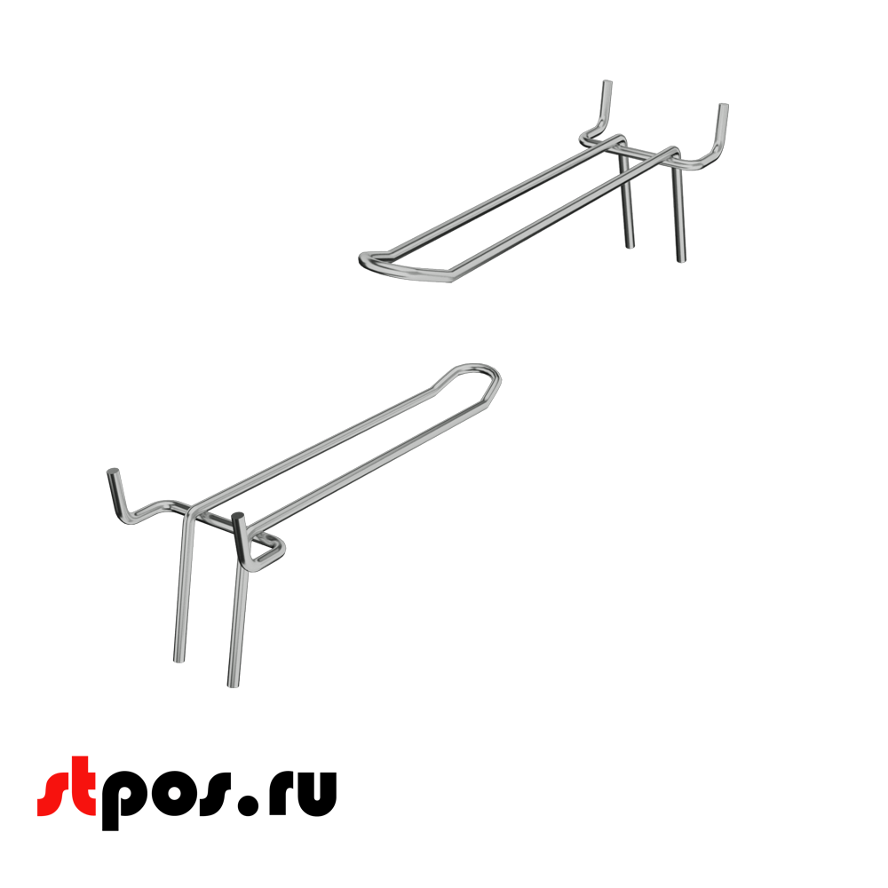 02_Крючок для перфорации двойной 150мм хром, шаг 50