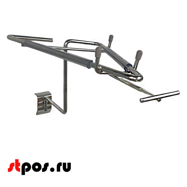 00_Держатель для утюгов с ценникодержателем SHOLS, крепление с зажимом на штангу 30х15 мм, Хром