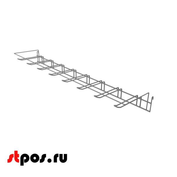 00_Гребенка язычковая 8 крючков с ценникодержателем RAL 9006 (серый)