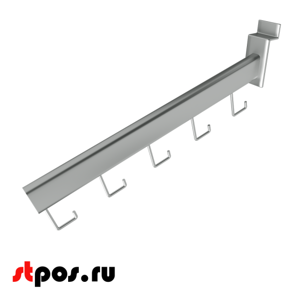 00_Кронштейн для экономпанели прямой 400мм 6 крючков хром