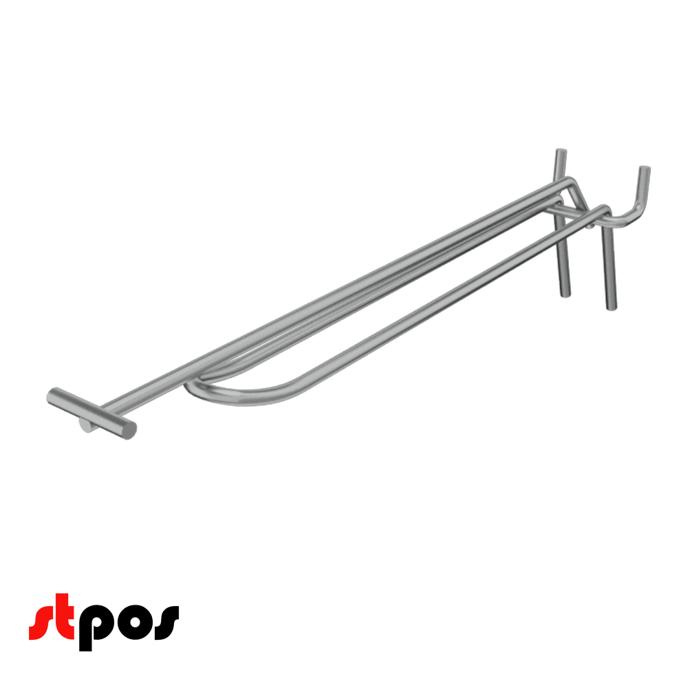 02_Крючок для перфорации двойной с ценникодержателем 250мм, цинк-хром, d4d4, шаг 45