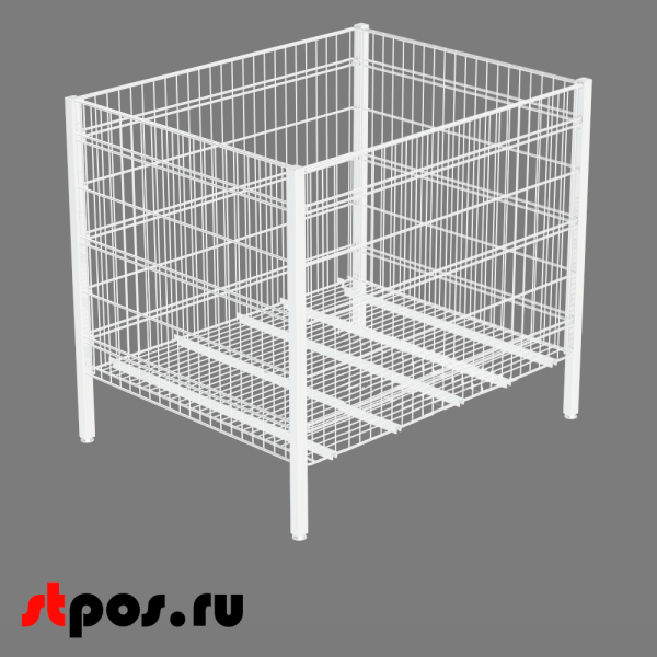 00_Стол для распродаж ГЛУБОКИЙ с регулируемым дном 600х600х850 мм, Глянец, RAL9016, Белый