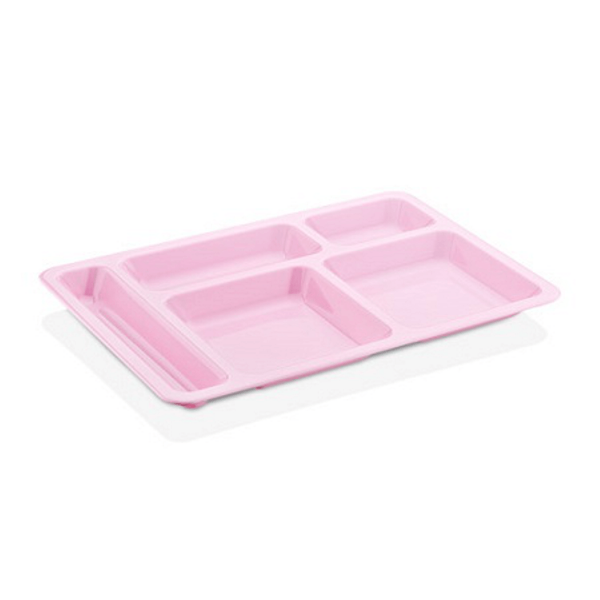 01_Поднос пластиковый секционный для еды ДЕТСКИЙ 360х245мм Розовый