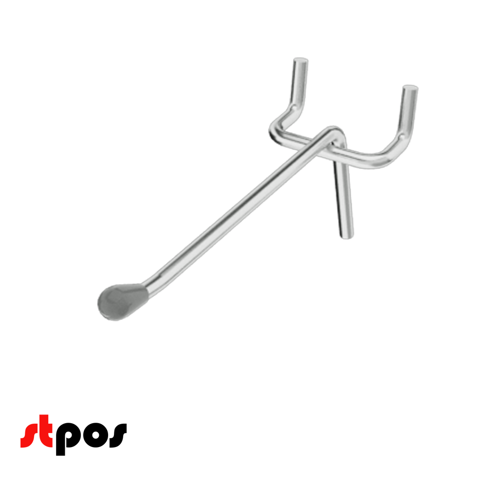 03_Крючок для перфорации одинарный без ценникодержателя SHOLS, 150 мм, d4 мм, Шаг 45 мм, Хром