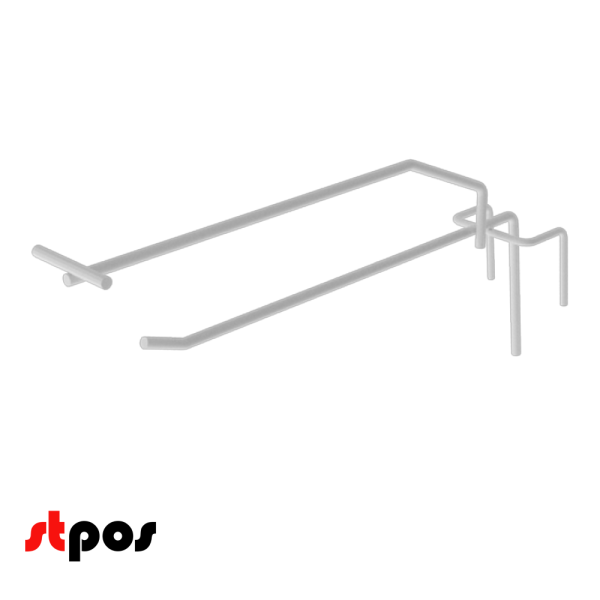 00_Крючок на сетку штыревой 175мм с ценникодержателем, шаг 50мм, RAL9016 Белый