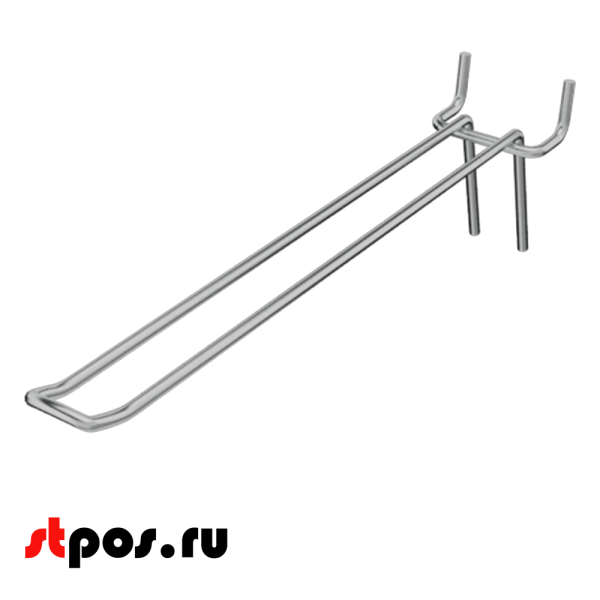 02_Крючок для перфорации двойной, 400 мм, хром, d4,0 мм, Шаг 50 мм
