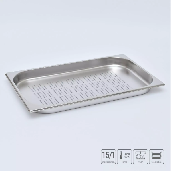 01_Гастроёмкость перфорированная из нержавеющей стали 530х325х40 мм (GN1_1 h40), 3,4 л