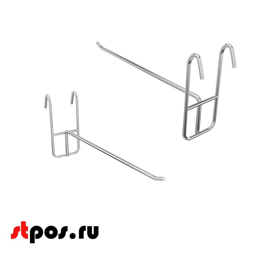 00_Крючок на решетку (сетка) 200мм, d3мм, крепление зацеп, хром