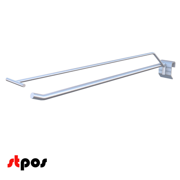 00_Крючок для штанги 30х15 (профиль) одинарный 400мм с ценником, покрытие цинк-хром, d8 d4