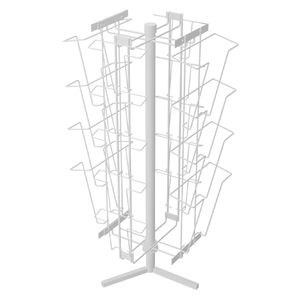 sk_КОМПЛЕКТ Буклетница настольная вращающаяся 18 ячеек (8 ячеек А4, 10 ячеек А5), RAL9016, Белый
