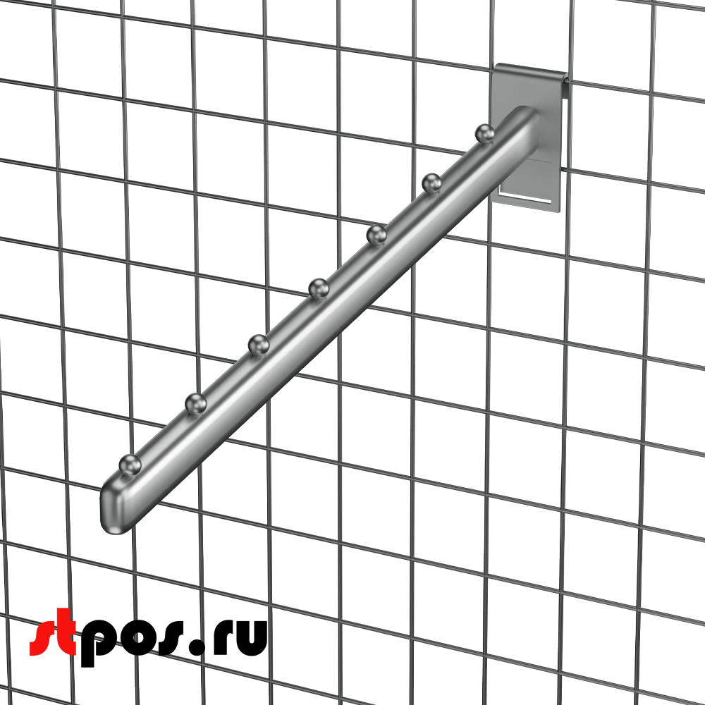 02_Кронштейн на сетку наклонный с  7 шариками 400мм, TZ111, хром