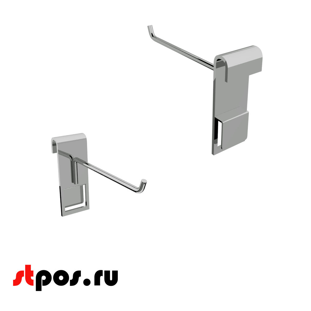 00_Крючок на решетку (сетку) 100мм, d6мм, крепление пластина, хром