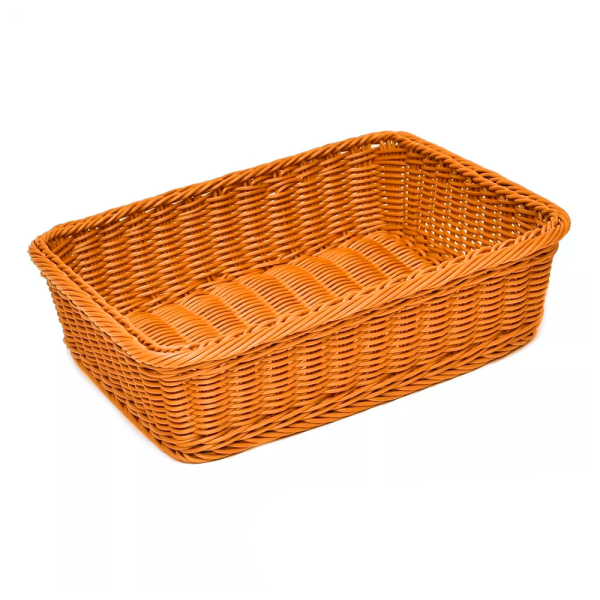 sk_Корзина из полиротанга прямоугольная 400х300 мм (высота борта 90 мм), Коричневая
