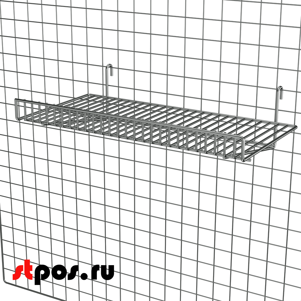 02_Полка на сетку прямая 600х50х300мм, хром