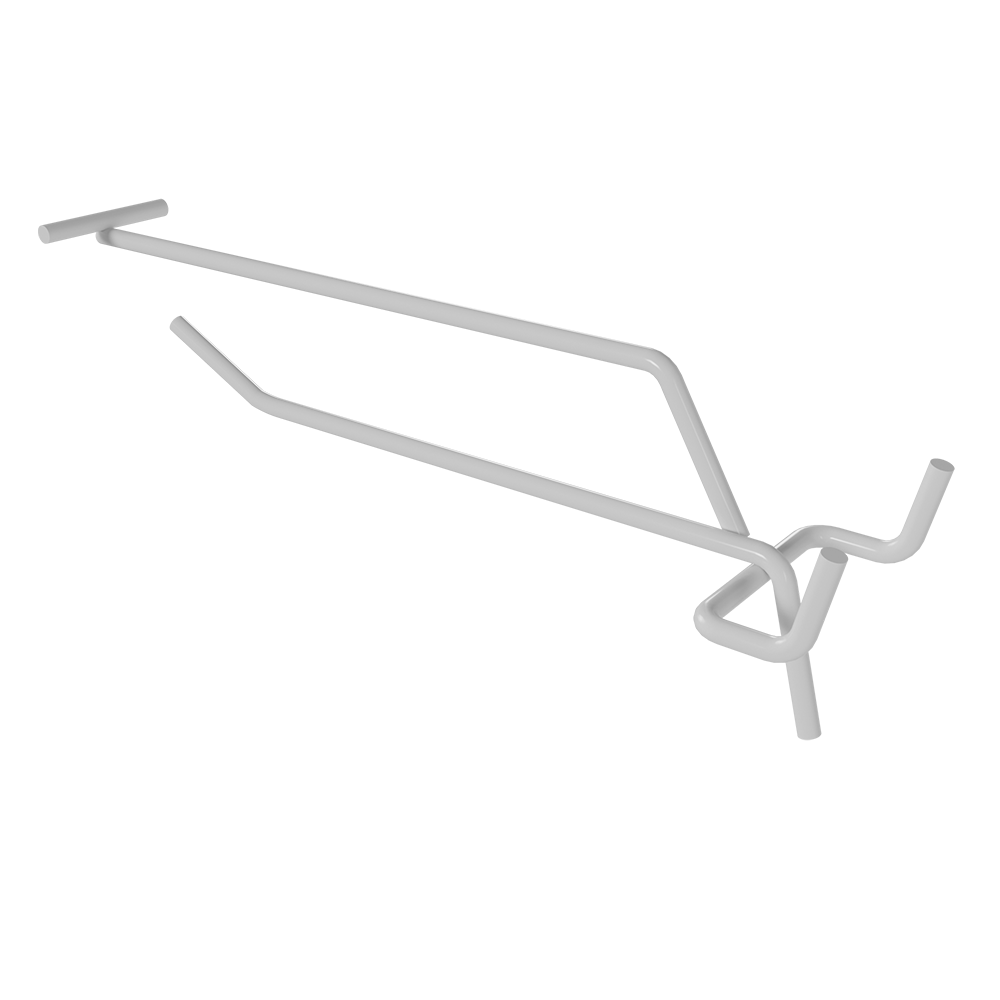 02_Крючок для перфорации одинарный с ценникодержателем 150мм, RAL9016 Белый, d4/d4, шаг 45